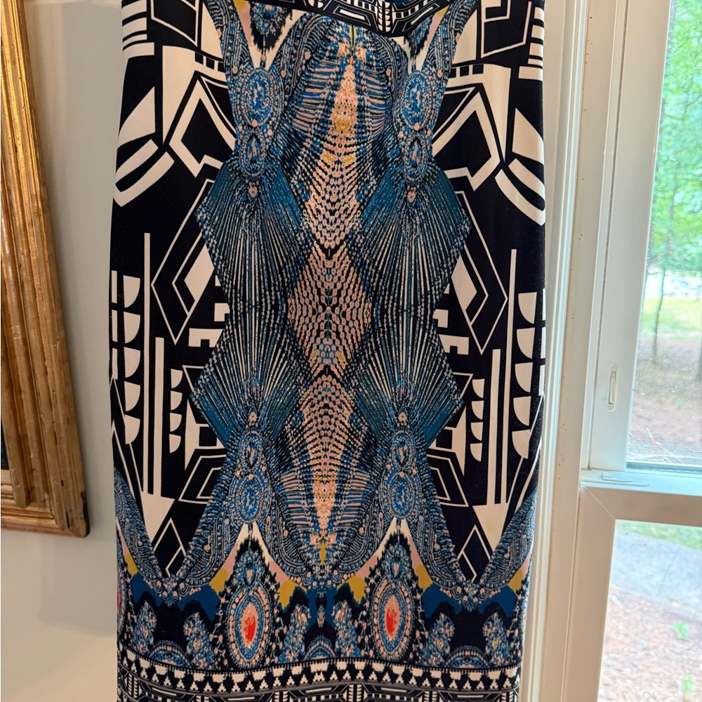 Jealous Tomato Black, Blue & White Geometric Pencil Skirt